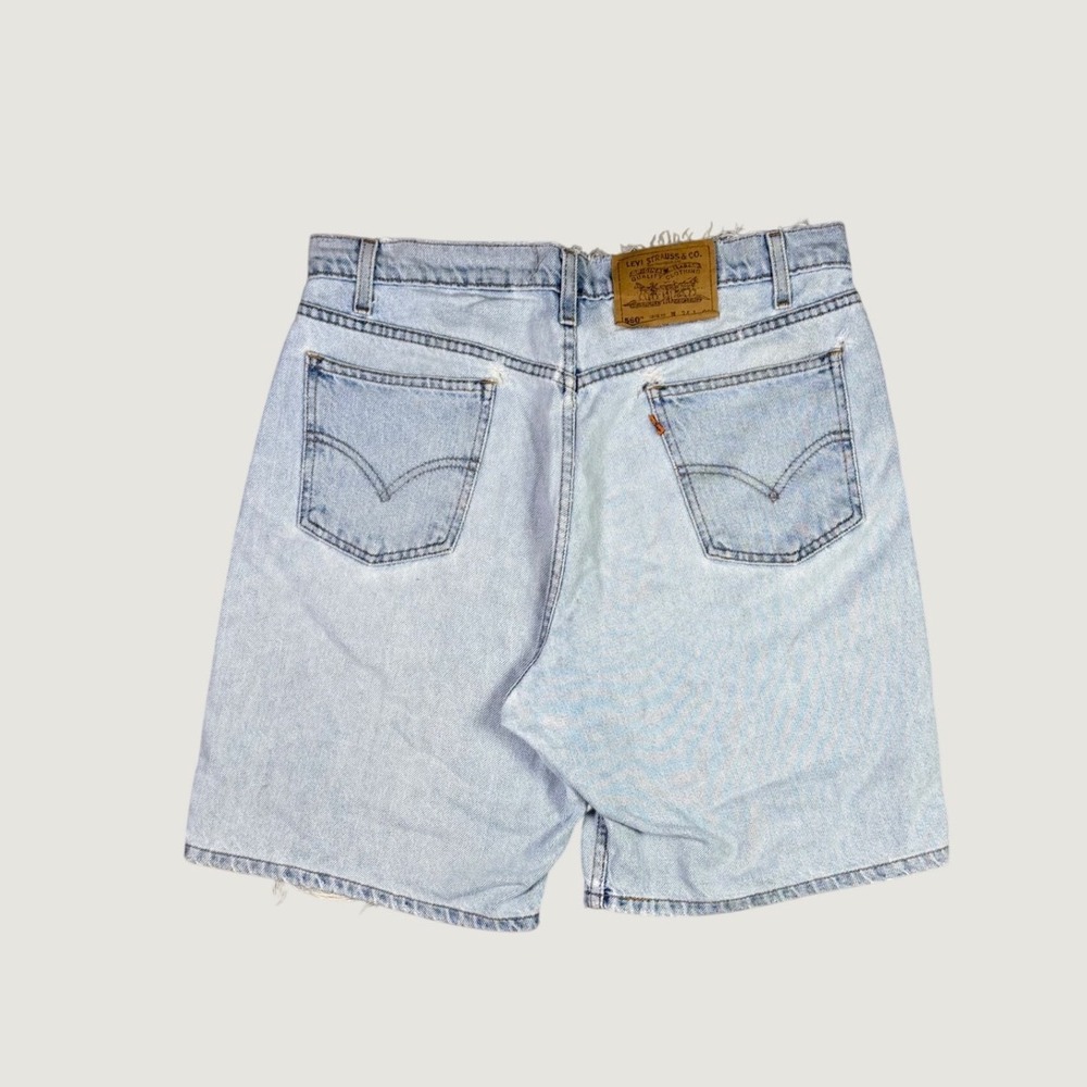 Levis 550 Relaxed Fit Denim Shorts Light Wash Orange Tab Cut Off Mens 34